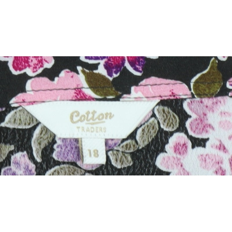 Cotton Traders Women Multicoloured UK 18 Floral Viscose Button-Up Shirt
