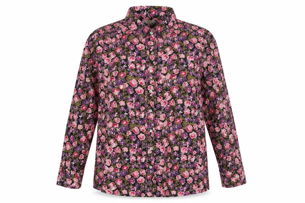 Cotton Traders Women Multicoloured UK 18 Floral Viscose Button-Up Shirt