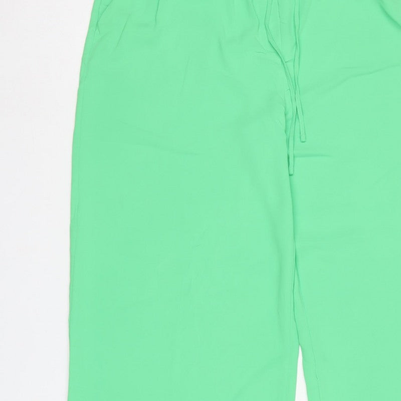 Marks and Spencer Women Green UK 18 Long Wide-Leg Drawstring Trousers