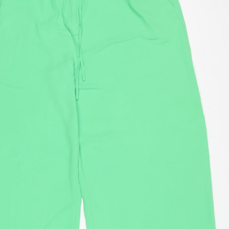 Marks and Spencer Women Green UK 18 Long Wide-Leg Drawstring Trousers