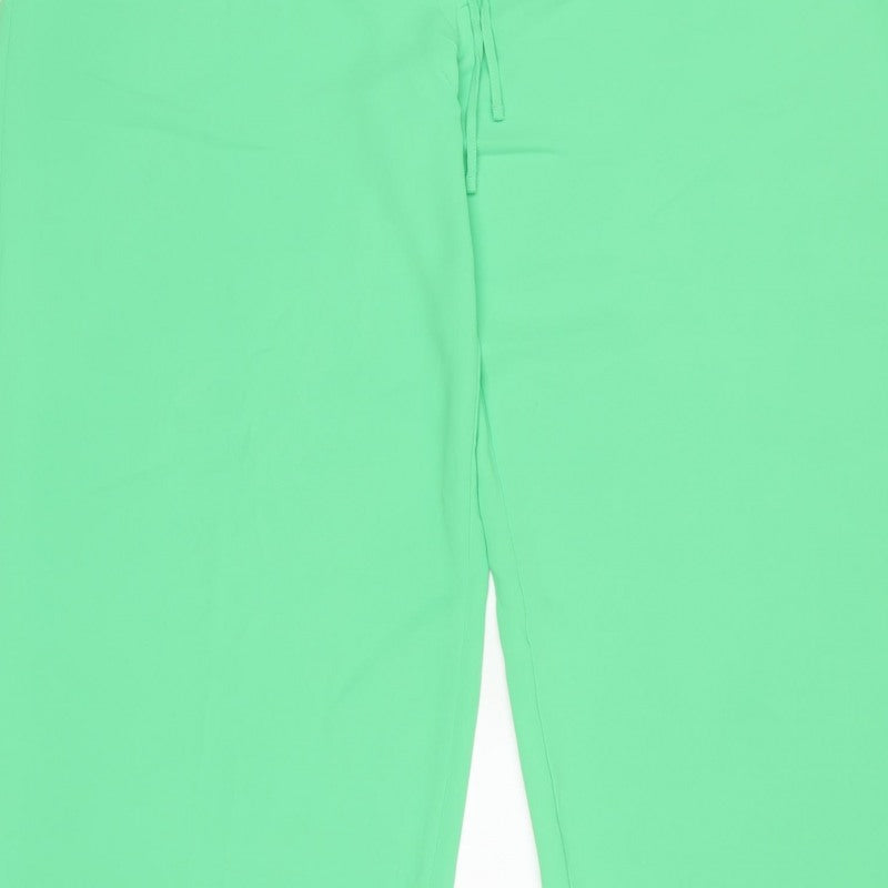 Marks and Spencer Women Green UK 18 Long Wide-Leg Drawstring Trousers