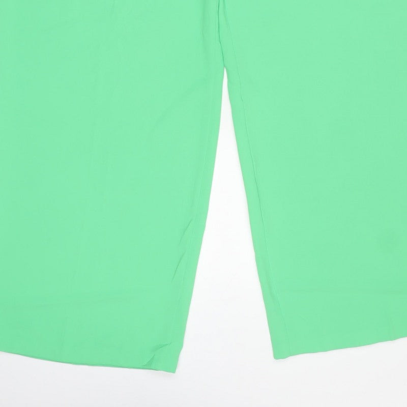 Marks and Spencer Women Green UK 18 Long Wide-Leg Drawstring Trousers
