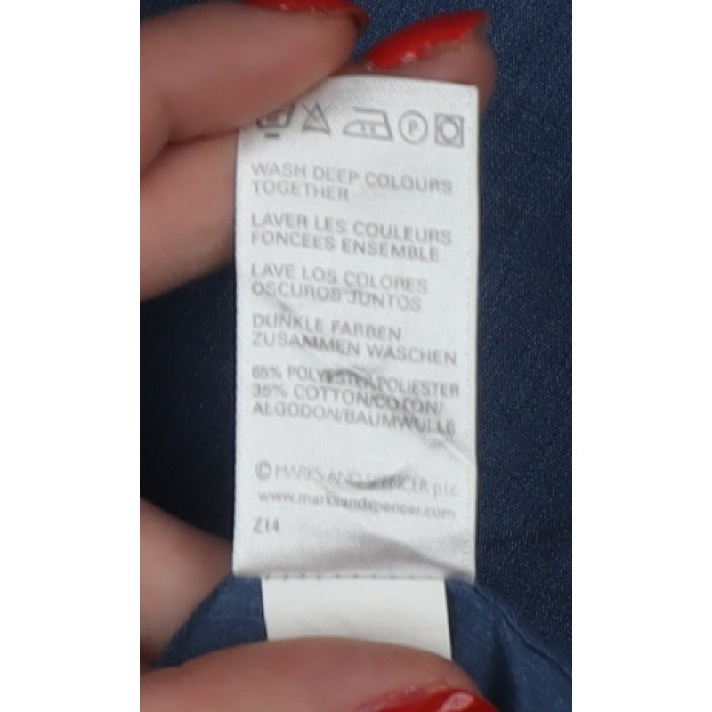 Marks & Spencer Men's Blue L Short Sleeve Button-Up Pocket Shirt