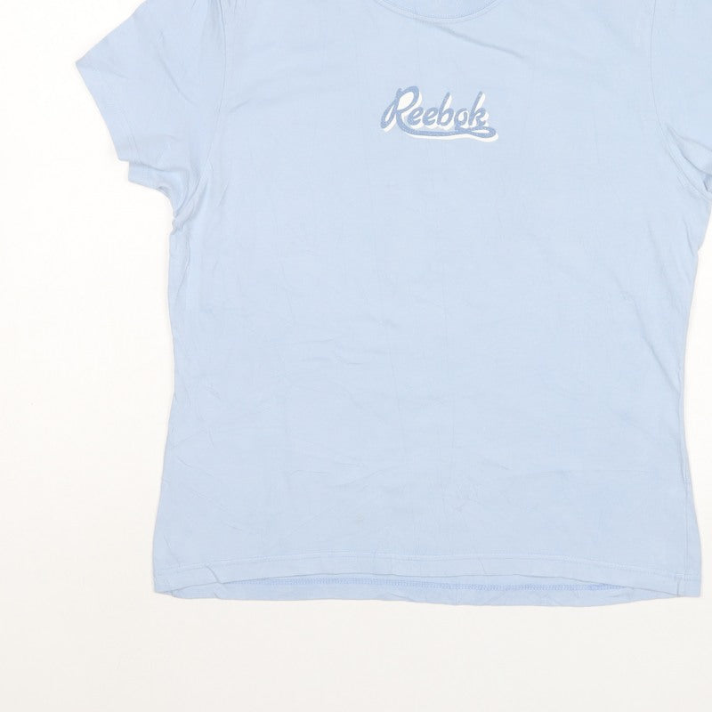 Reebok Women Blue UK 14 Basic Cotton Logo T-Shirt