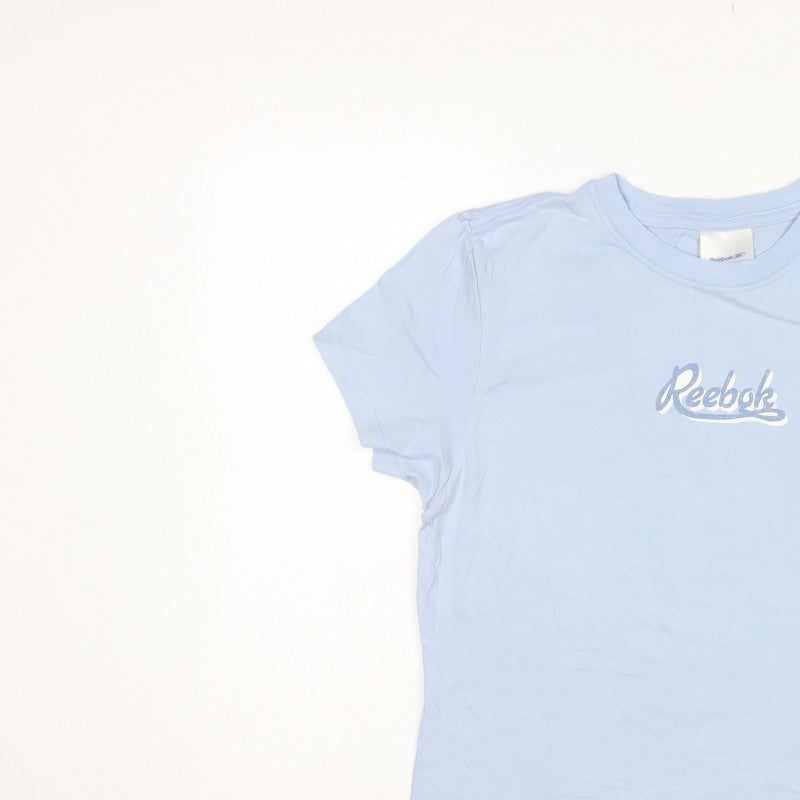 Reebok Women Blue UK 14 Basic Cotton Logo T-Shirt