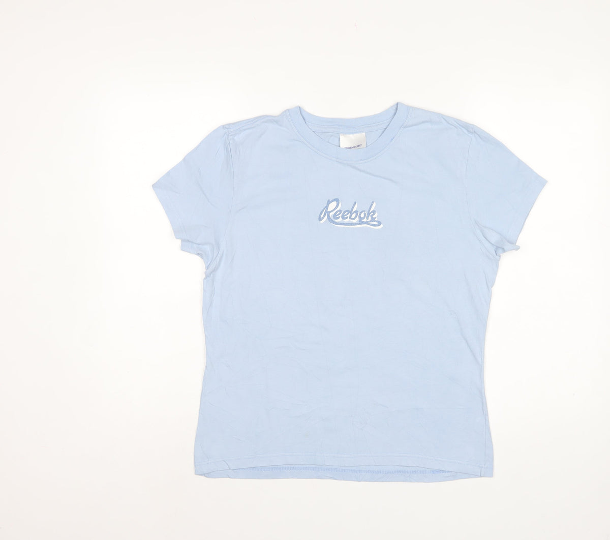 Reebok Women Blue UK 14 Basic Cotton Logo T-Shirt