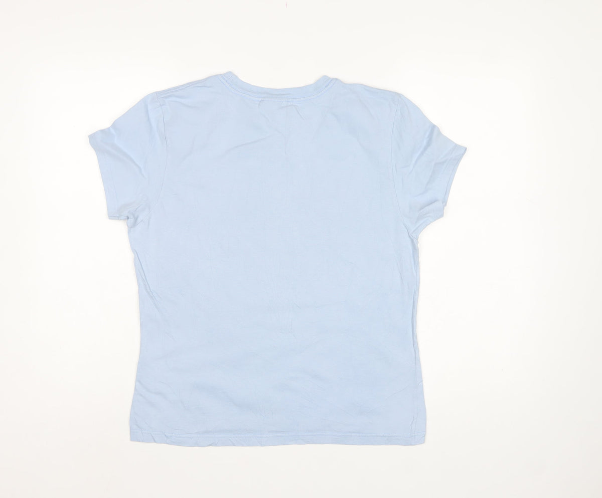 Reebok Women Blue UK 14 Basic Cotton Logo T-Shirt