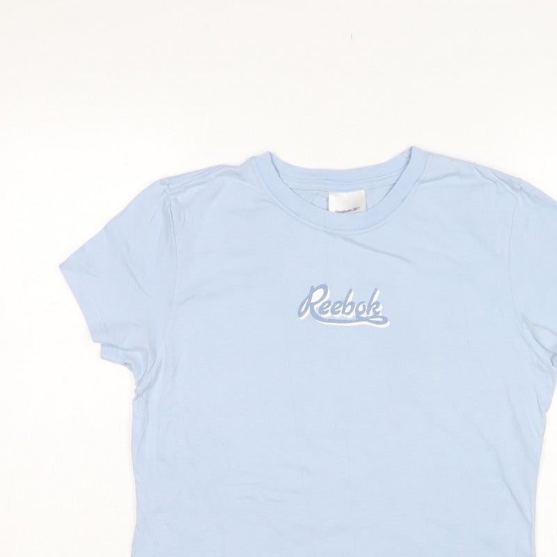 Reebok Women Blue UK 14 Basic Cotton Logo T-Shirt
