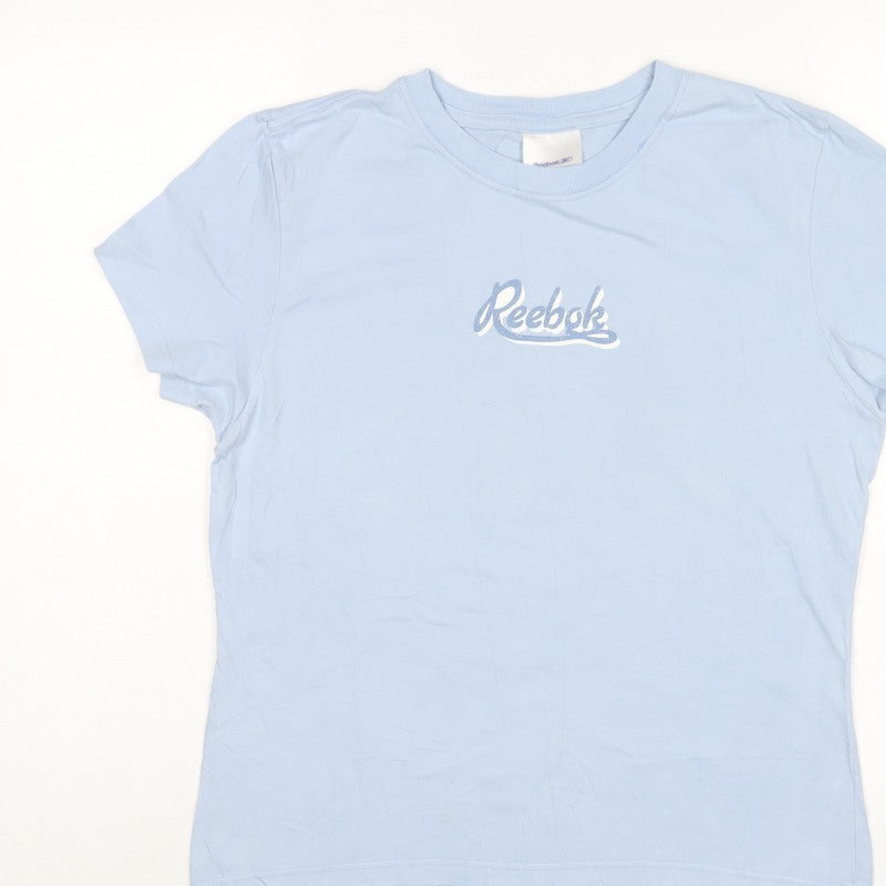 Reebok Women Blue UK 14 Basic Cotton Logo T-Shirt