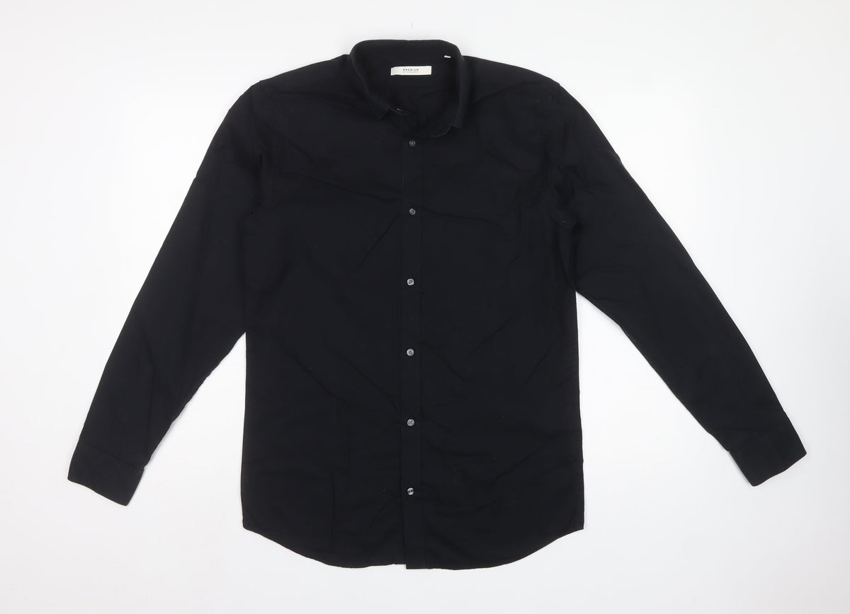 Jack & Jones Premium Men's Black M Slim Long Sleeve Cotton Shirt