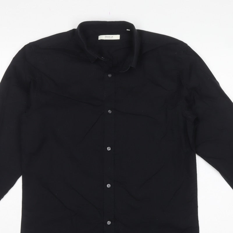 Jack & Jones Premium Men's Black M Slim Long Sleeve Cotton Shirt