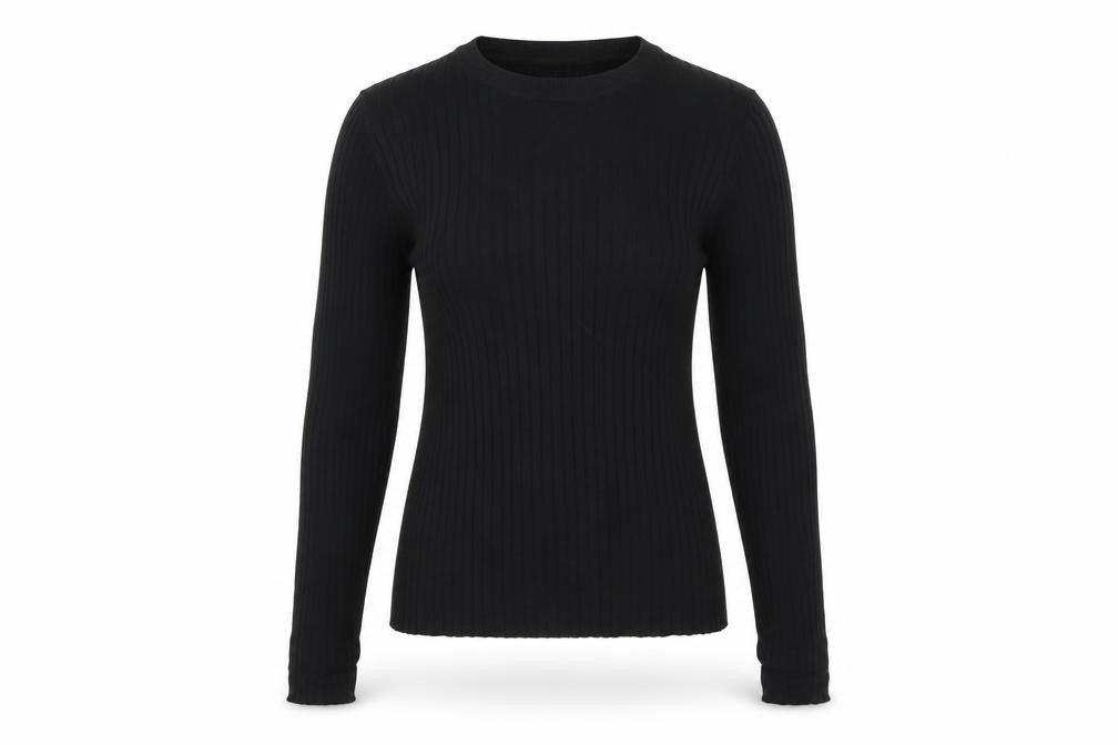 New Look Women Black UK 8 Rib Knit Crew Neck Slim Pullover Jumper
