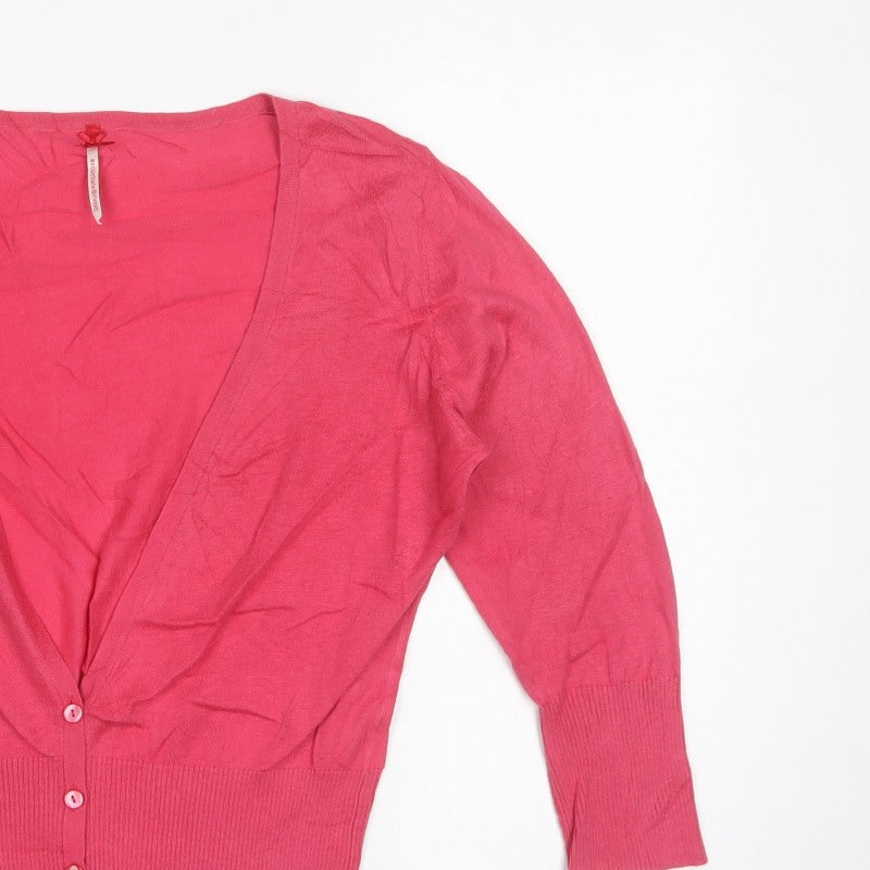 Next Women’s Pink UK 16 V-Neck Button Knit Cardigan Long Sleeve