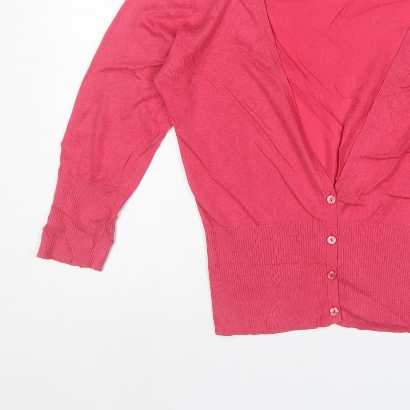Next Women’s Pink UK 16 V-Neck Button Knit Cardigan Long Sleeve