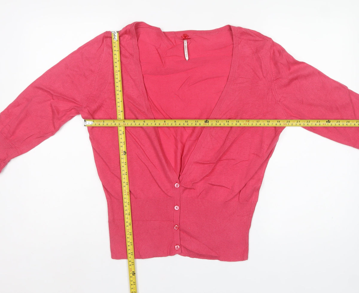 Next Women’s Pink UK 16 V-Neck Button Knit Cardigan Long Sleeve