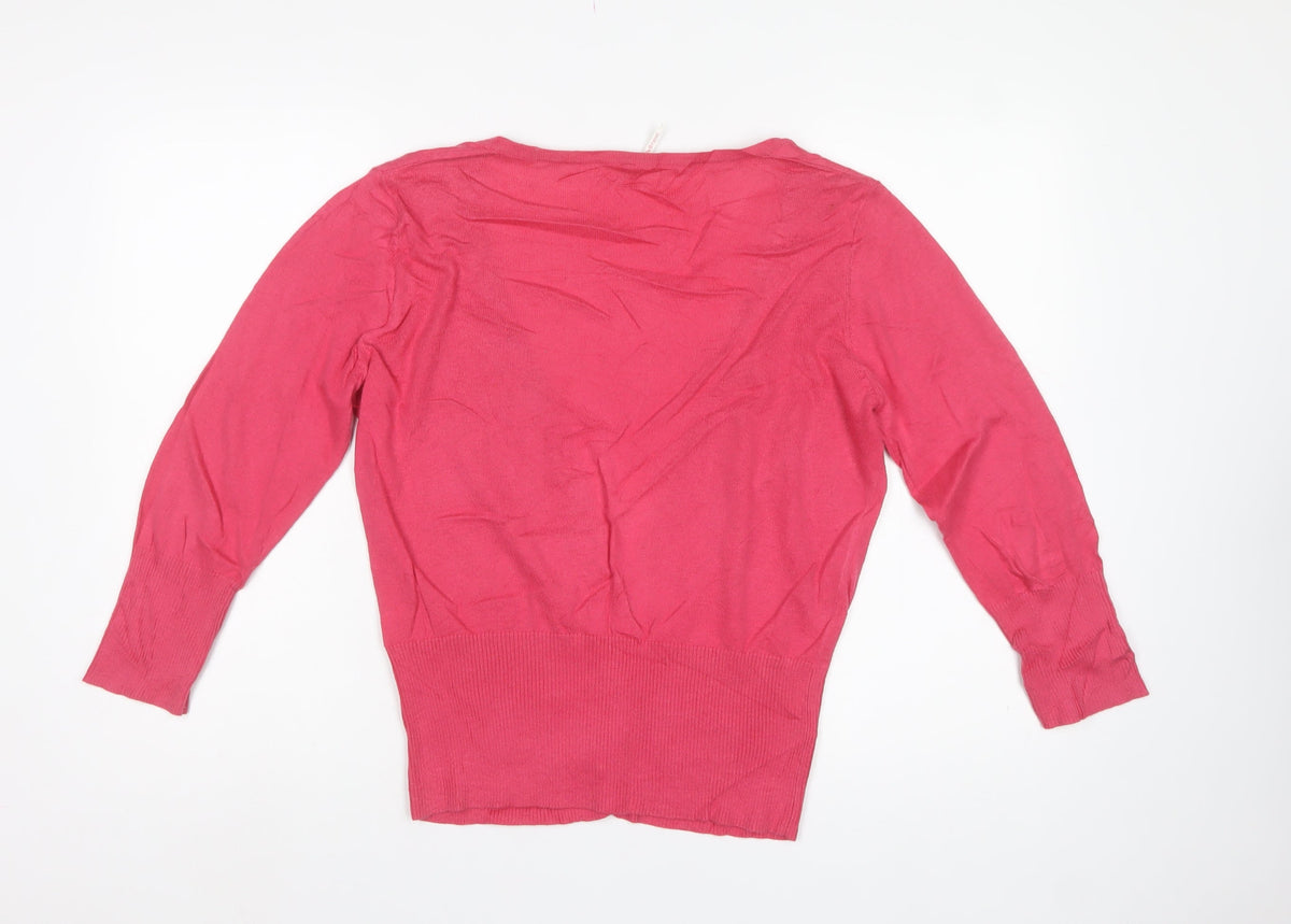 Next Women’s Pink UK 16 V-Neck Button Knit Cardigan Long Sleeve