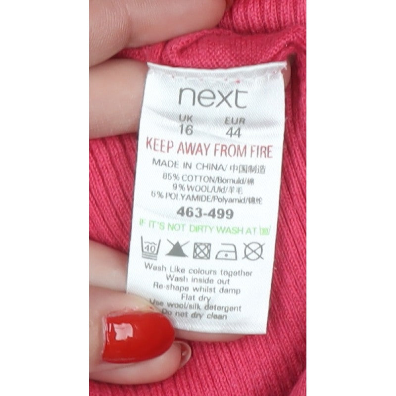 Next Women’s Pink UK 16 V-Neck Button Knit Cardigan Long Sleeve