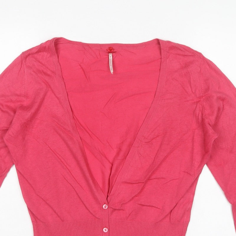 Next Women’s Pink UK 16 V-Neck Button Knit Cardigan Long Sleeve