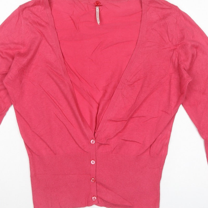 Next Women’s Pink UK 16 V-Neck Button Knit Cardigan Long Sleeve