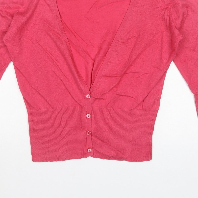 Next Women’s Pink UK 16 V-Neck Button Knit Cardigan Long Sleeve