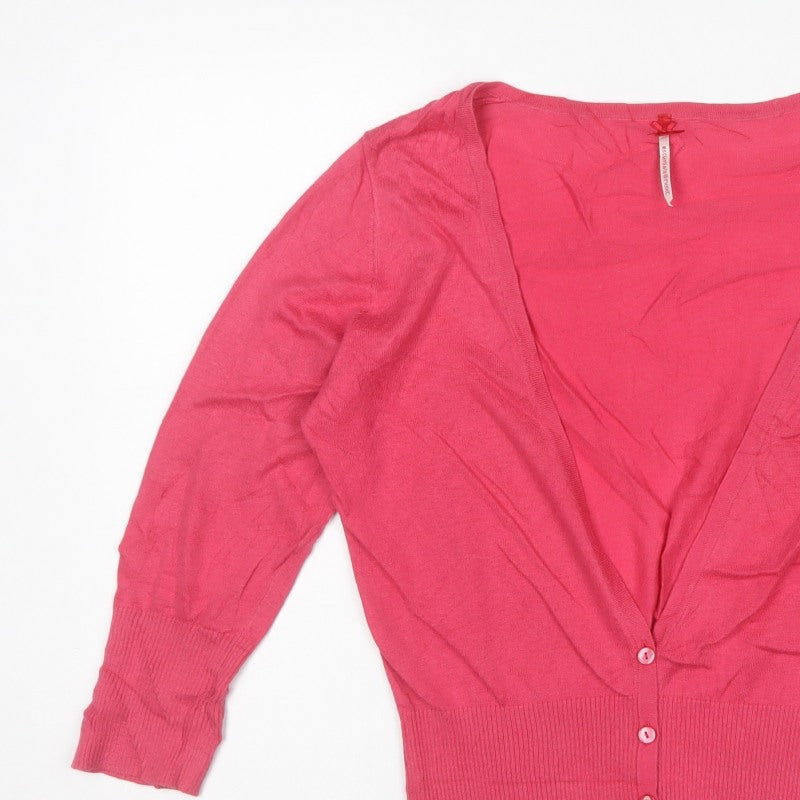 Next Women’s Pink UK 16 V-Neck Button Knit Cardigan Long Sleeve