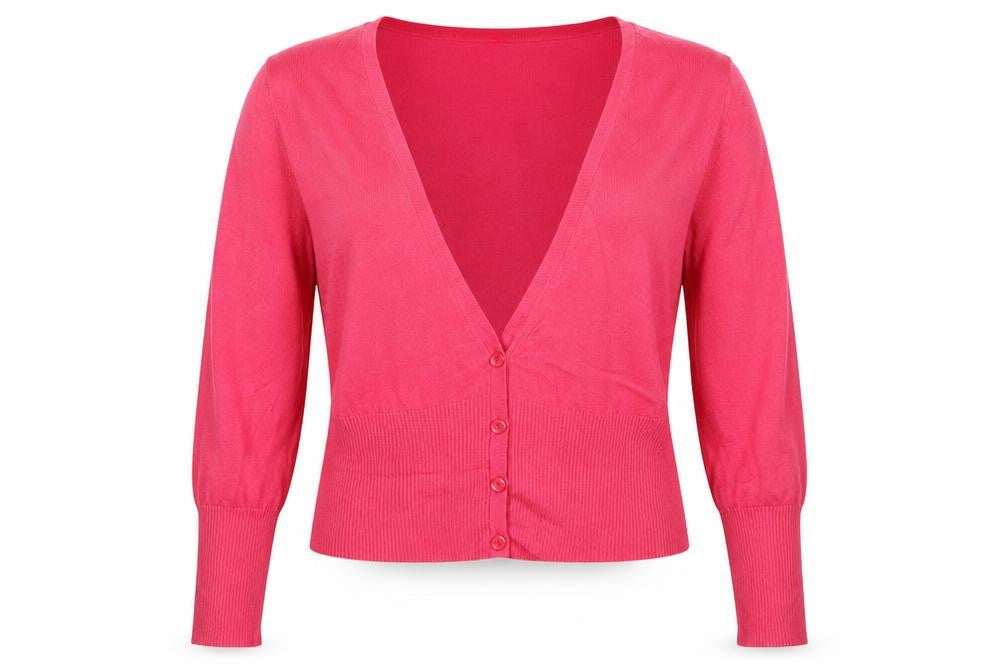 Next Women’s Pink UK 16 V-Neck Button Knit Cardigan Long Sleeve