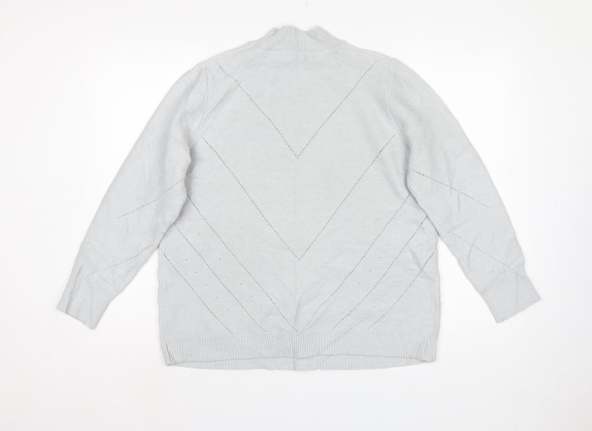 Damart Women Grey UK 18 Argyle High Neck Knit Jumper