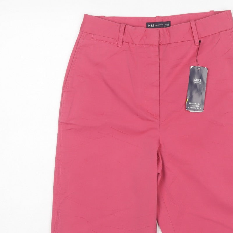 Marks & Spencer Women Pink Size 8 Cotton Blend Bermuda Shorts NWT