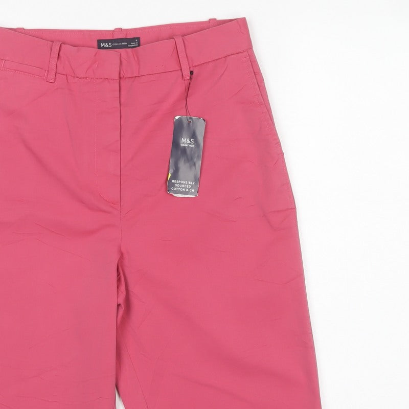 Marks & Spencer Women Pink Size 8 Cotton Blend Bermuda Shorts NWT