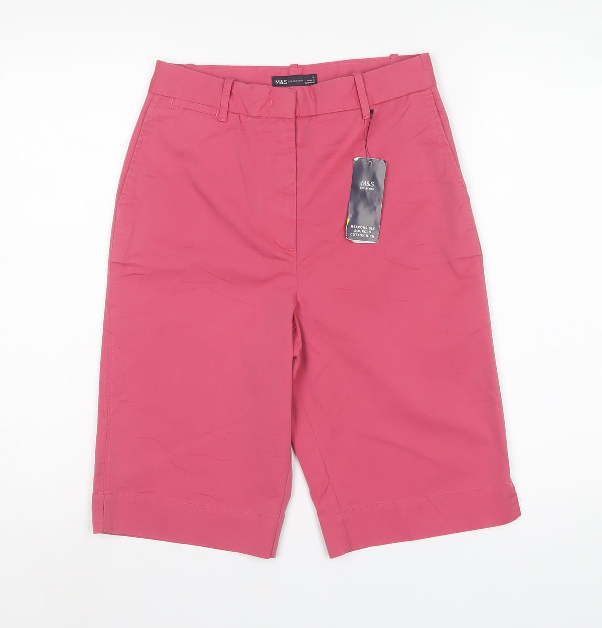 Marks & Spencer Women Pink Size 8 Cotton Blend Bermuda Shorts NWT