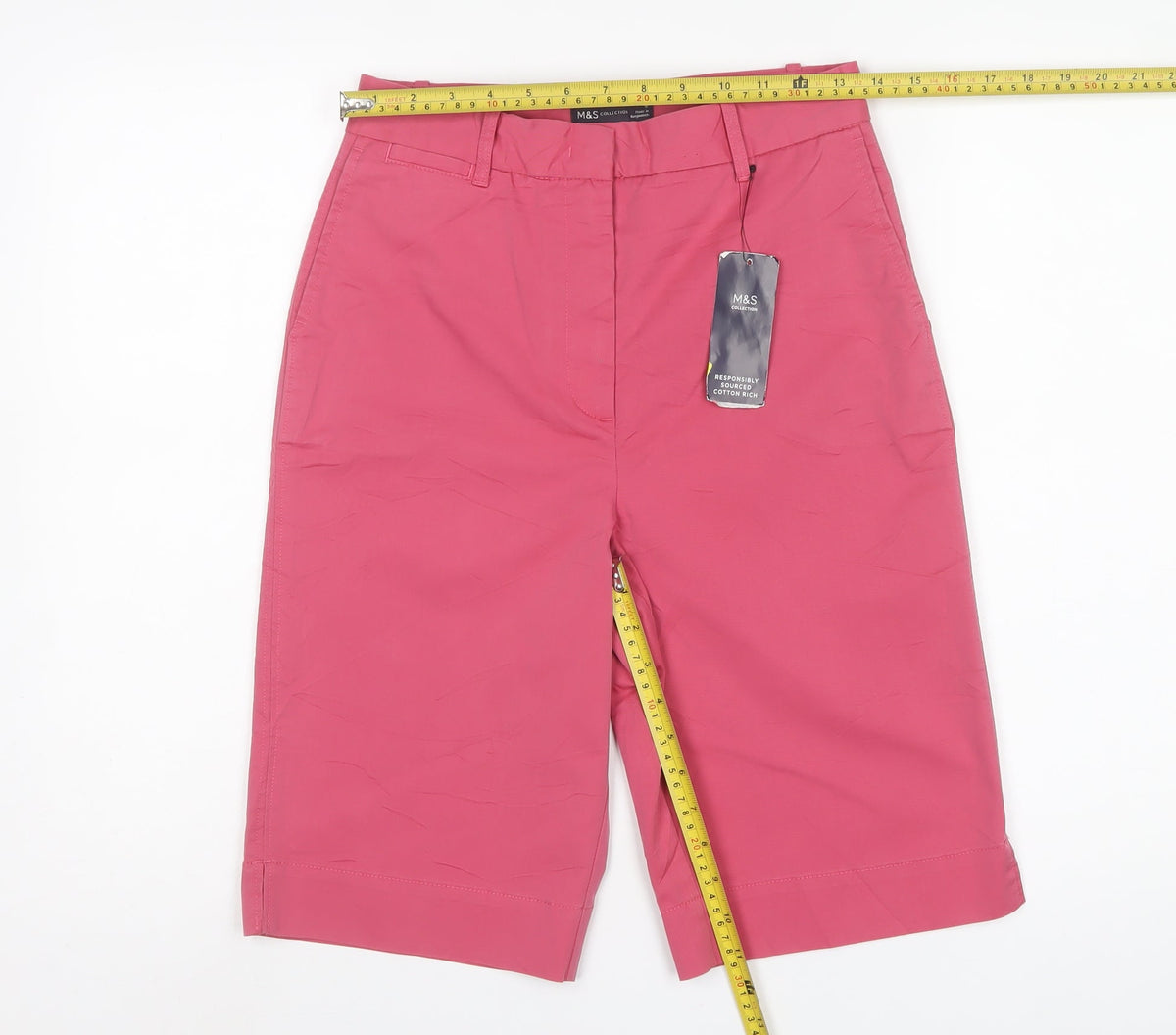 Marks & Spencer Women Pink Size 8 Cotton Blend Bermuda Shorts NWT