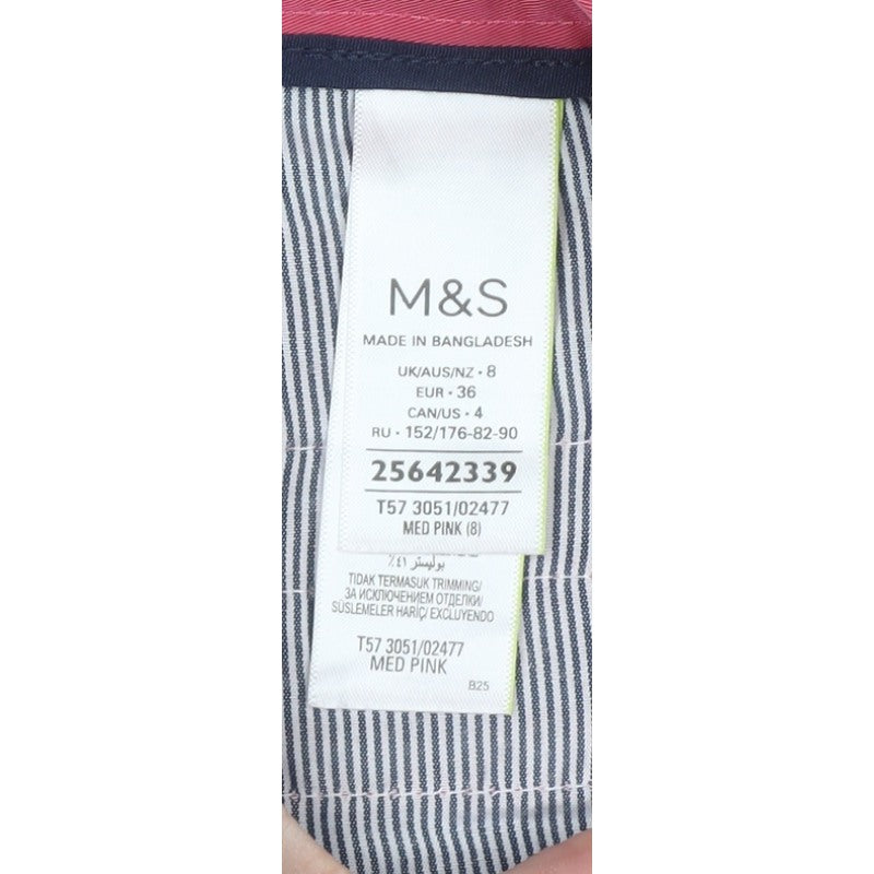 Marks & Spencer Women Pink Size 8 Cotton Blend Bermuda Shorts NWT