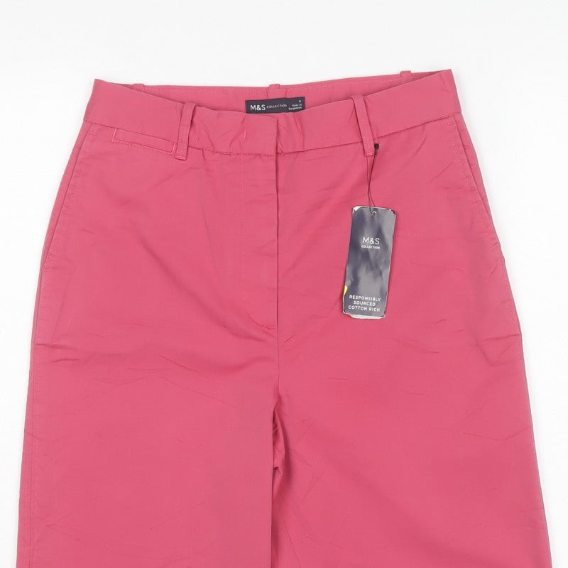 Marks & Spencer Women Pink Size 8 Cotton Blend Bermuda Shorts NWT