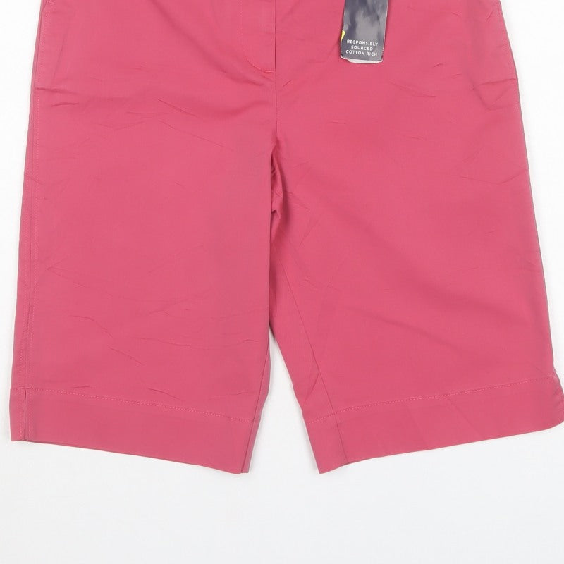 Marks & Spencer Women Pink Size 8 Cotton Blend Bermuda Shorts NWT
