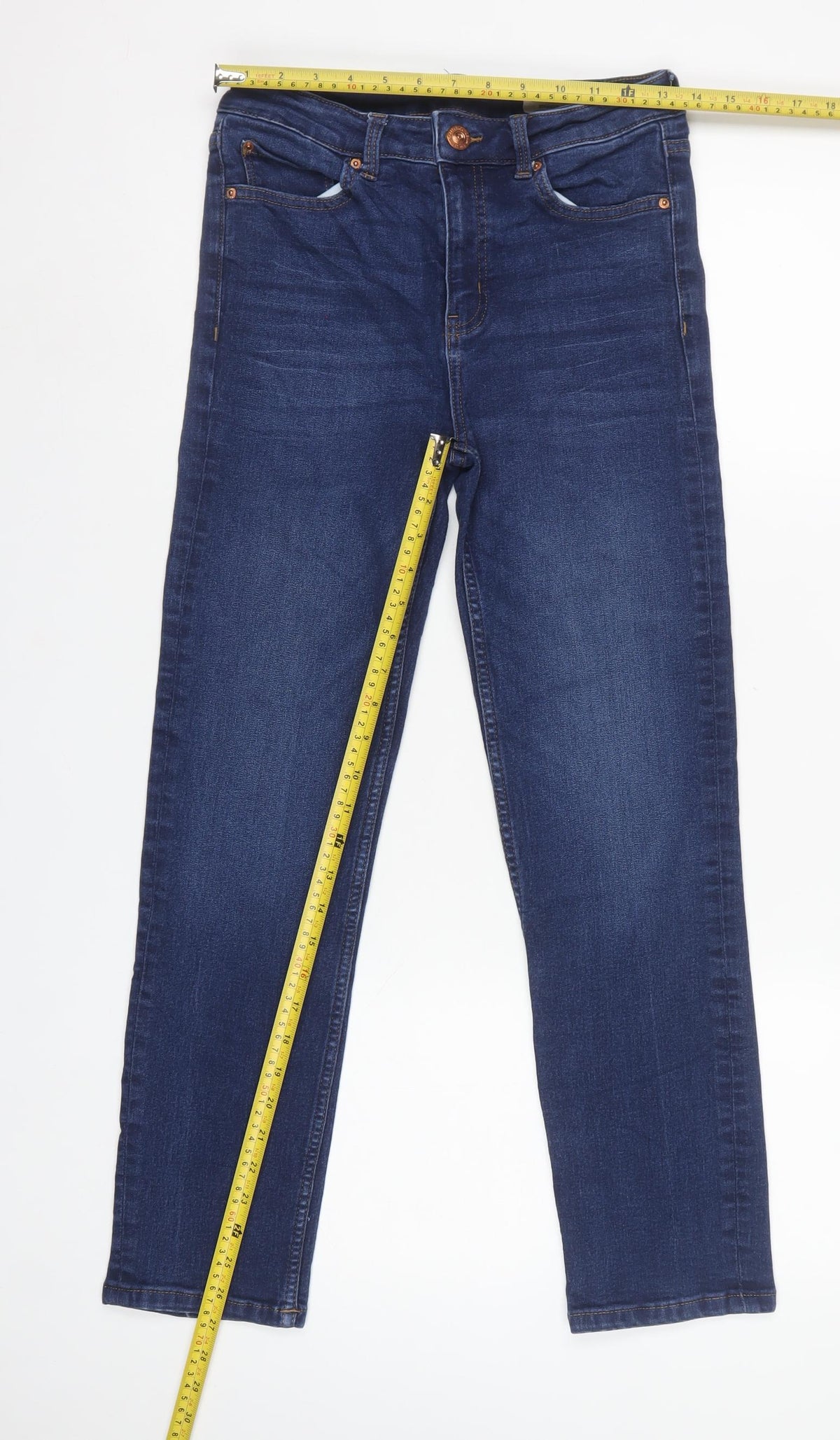 Marks and Spencer Women's Blue UK 12 Short Sienna Straight Jeans