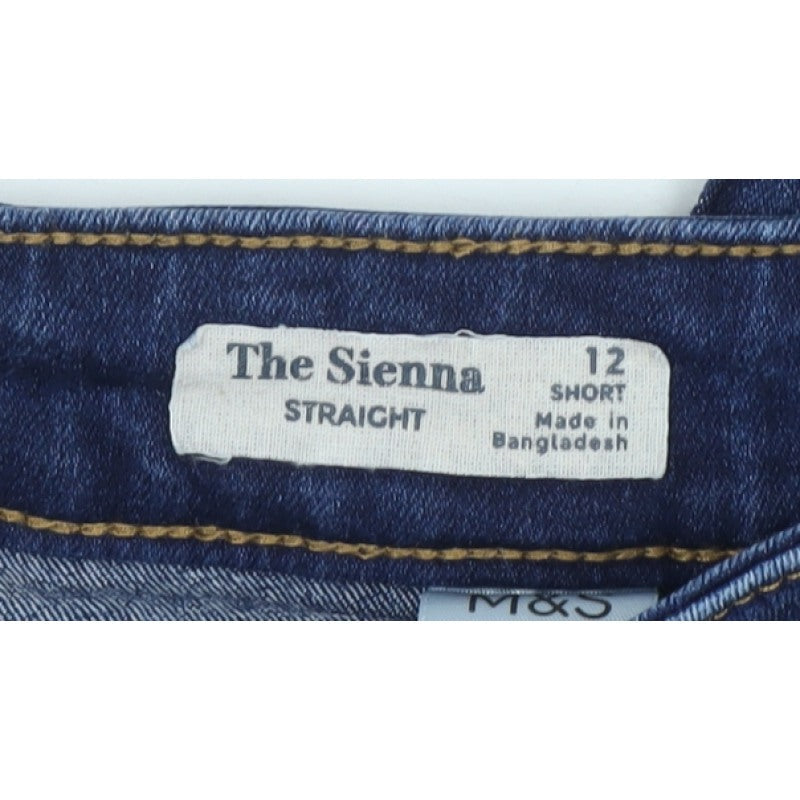 Marks and Spencer Women's Blue UK 12 Short Sienna Straight Jeans