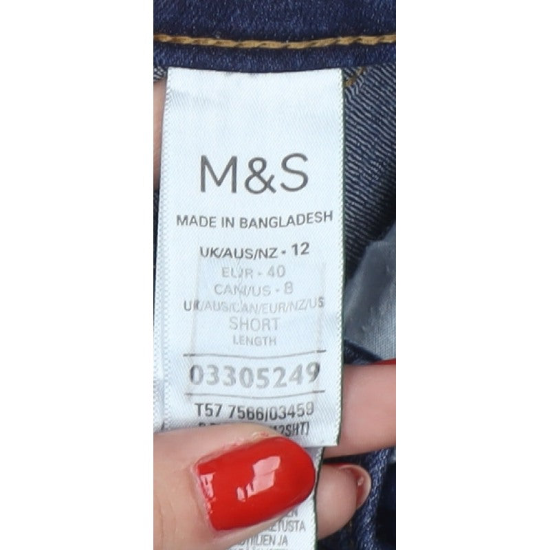 Marks and Spencer Women's Blue UK 12 Short Sienna Straight Jeans