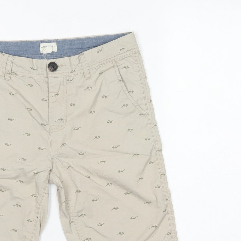 American Eagle Kids Boys Beige Size 13-14 Chino Mustache Print Shorts