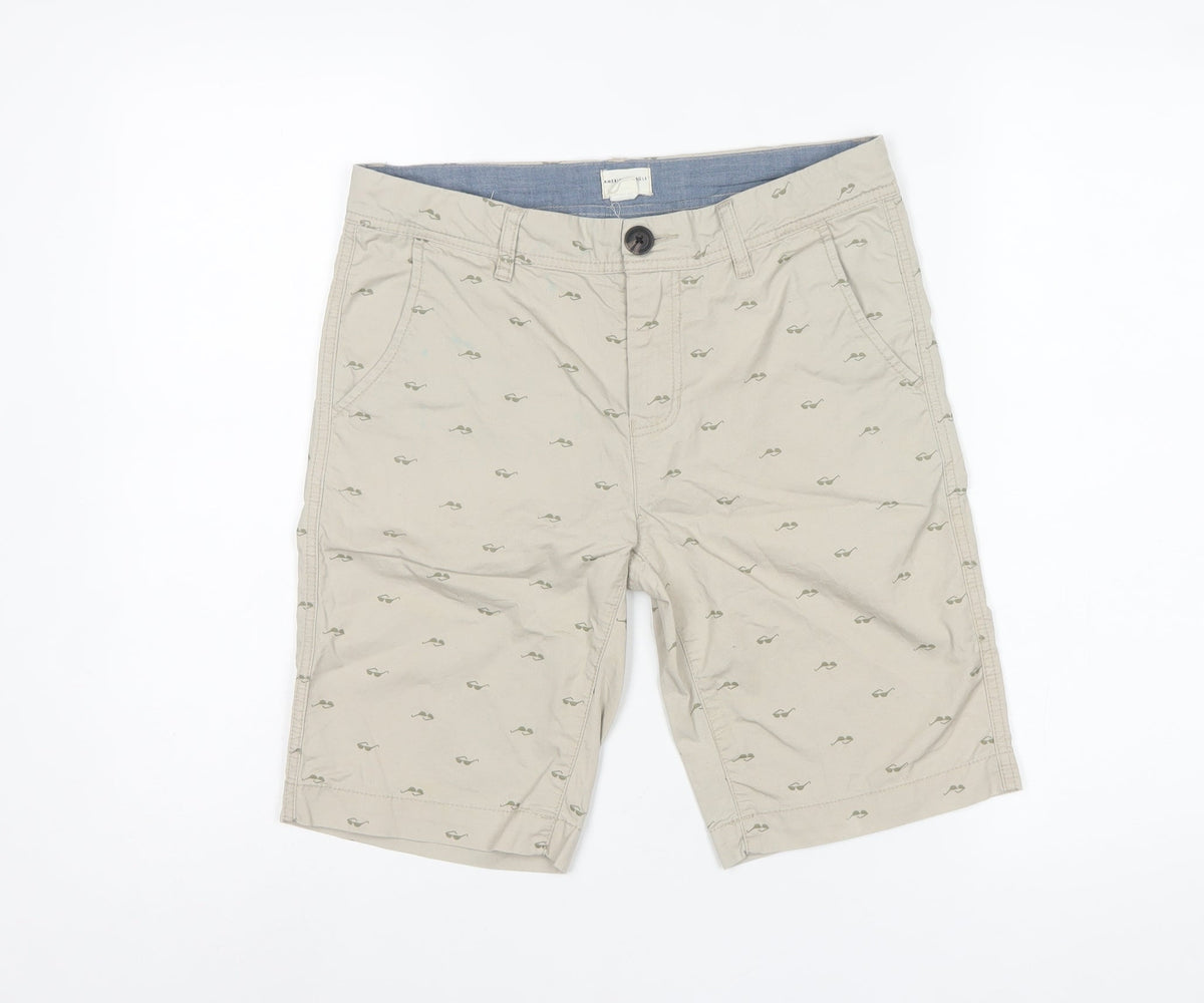 American Eagle Kids Boys Beige Size 13-14 Chino Mustache Print Shorts
