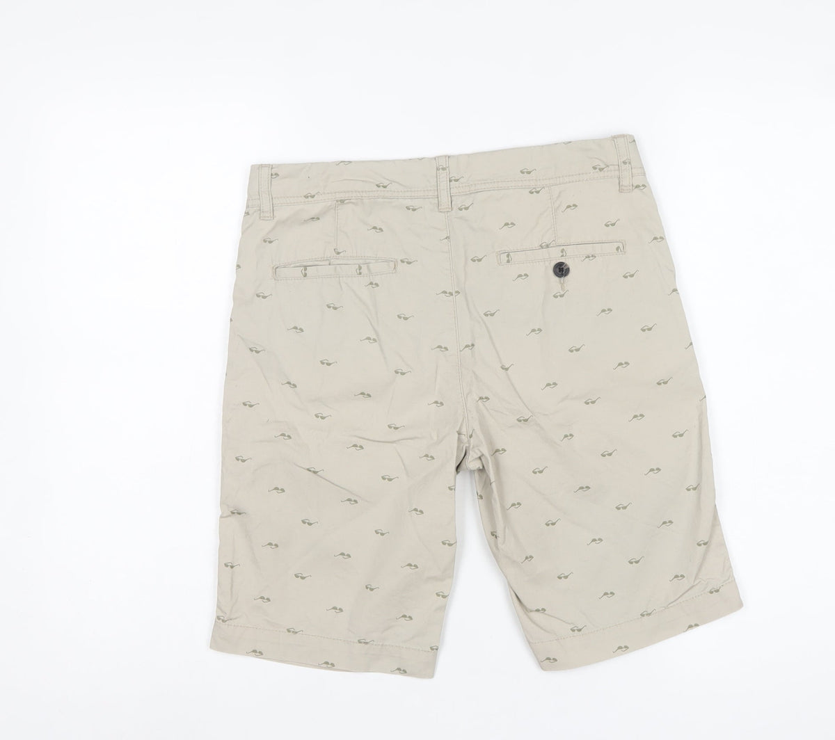 American Eagle Kids Boys Beige Size 13-14 Chino Mustache Print Shorts