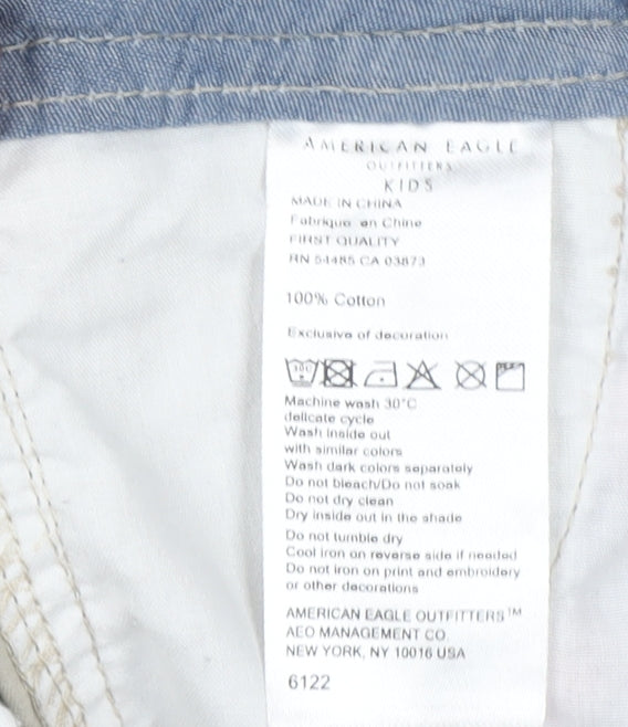 American Eagle Kids Boys Beige Size 13-14 Chino Mustache Print Shorts