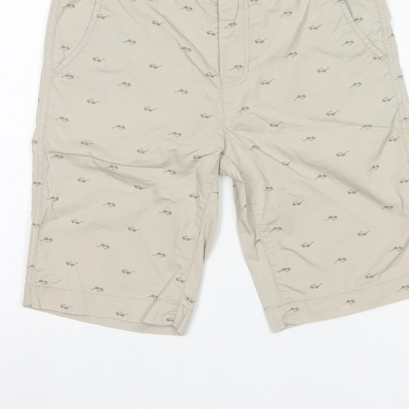 American Eagle Kids Boys Beige Size 13-14 Chino Mustache Print Shorts