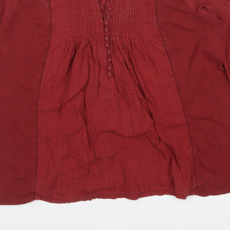 Fat Face Women’s Red UK 14 Boho Tunic Blouse Long Balloon Sleeve