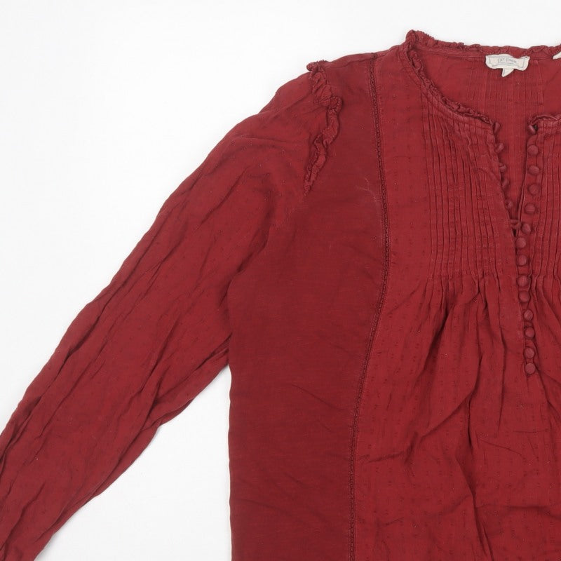 Fat Face Women’s Red UK 14 Boho Tunic Blouse Long Balloon Sleeve