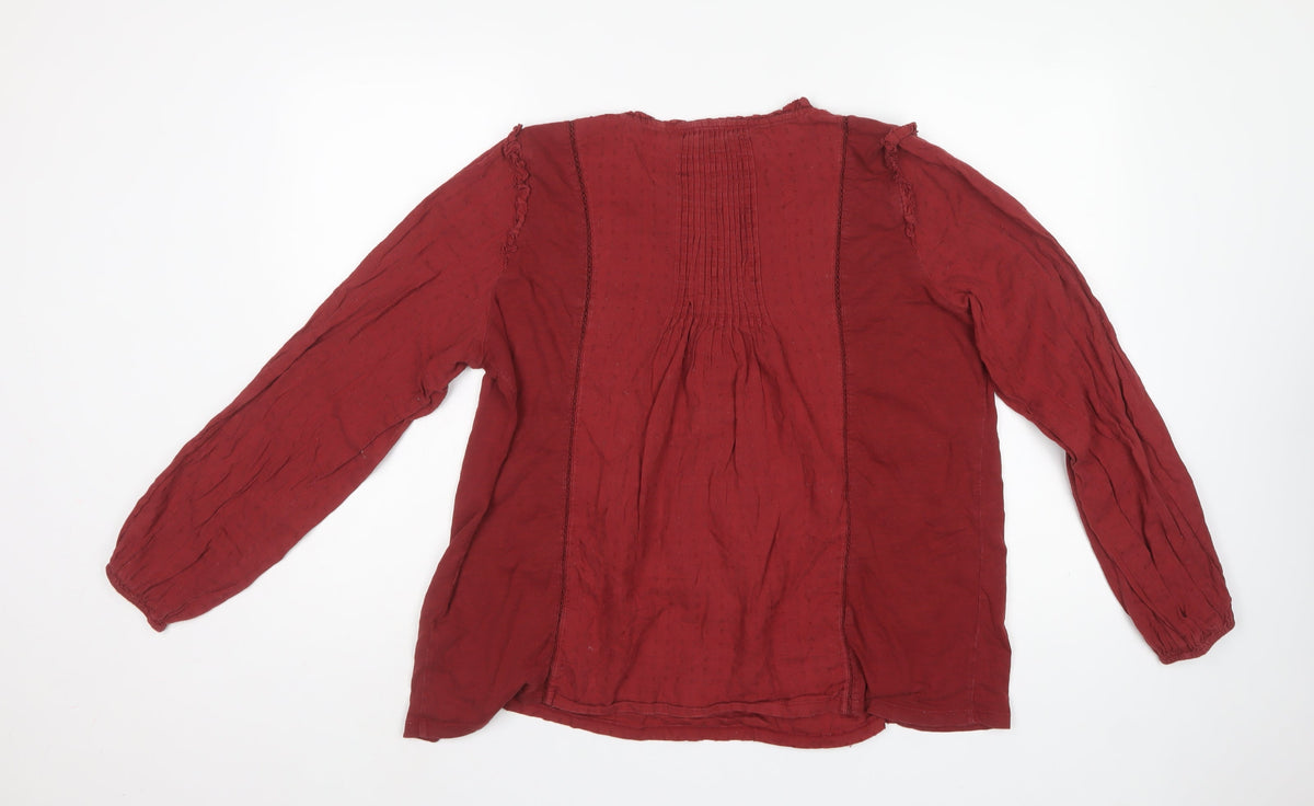 Fat Face Women’s Red UK 14 Boho Tunic Blouse Long Balloon Sleeve