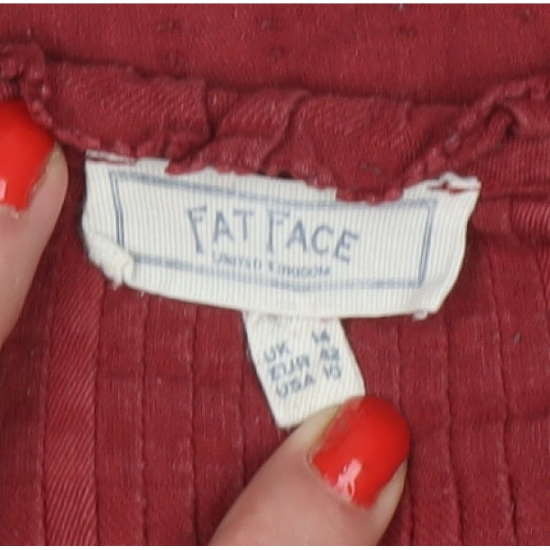 Fat Face Women’s Red UK 14 Boho Tunic Blouse Long Balloon Sleeve
