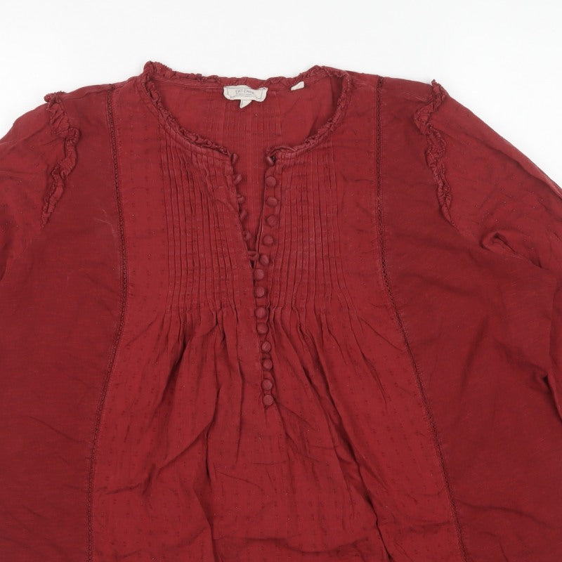 Fat Face Women’s Red UK 14 Boho Tunic Blouse Long Balloon Sleeve
