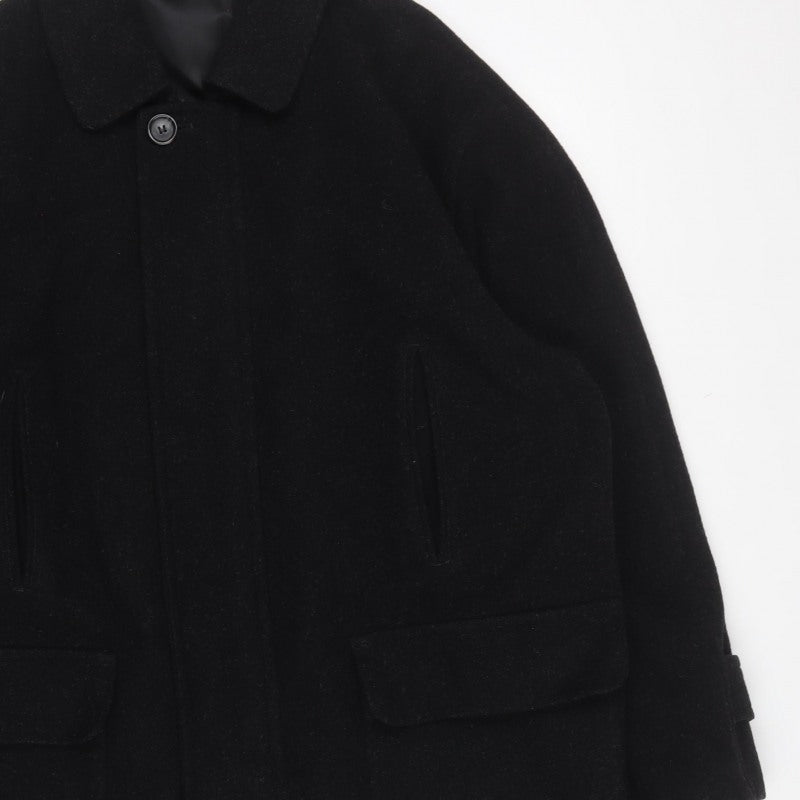 Marks and Spencer Men Black M Wool Overcoat Water Resistant