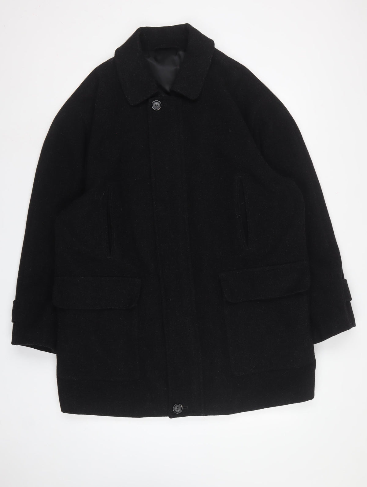 Marks and Spencer Men Black M Wool Overcoat Water Resistant