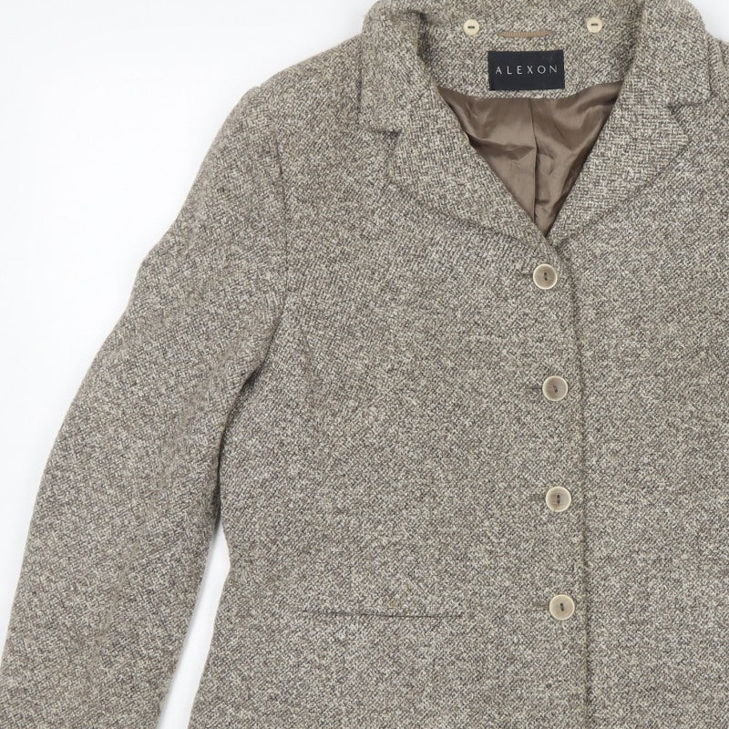 Alexon Women Beige Tweed Blazer UK 16 Classic 4 Button Lined